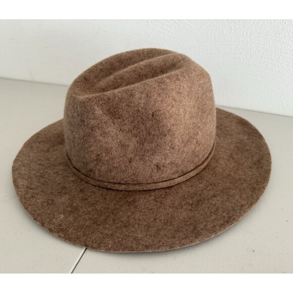 J Crew  100% Wool Fedora Hat Women Size M - L Camel 3" Brim Boho New - Picture 3 of 8